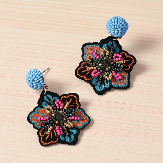 Brinco Flor azul