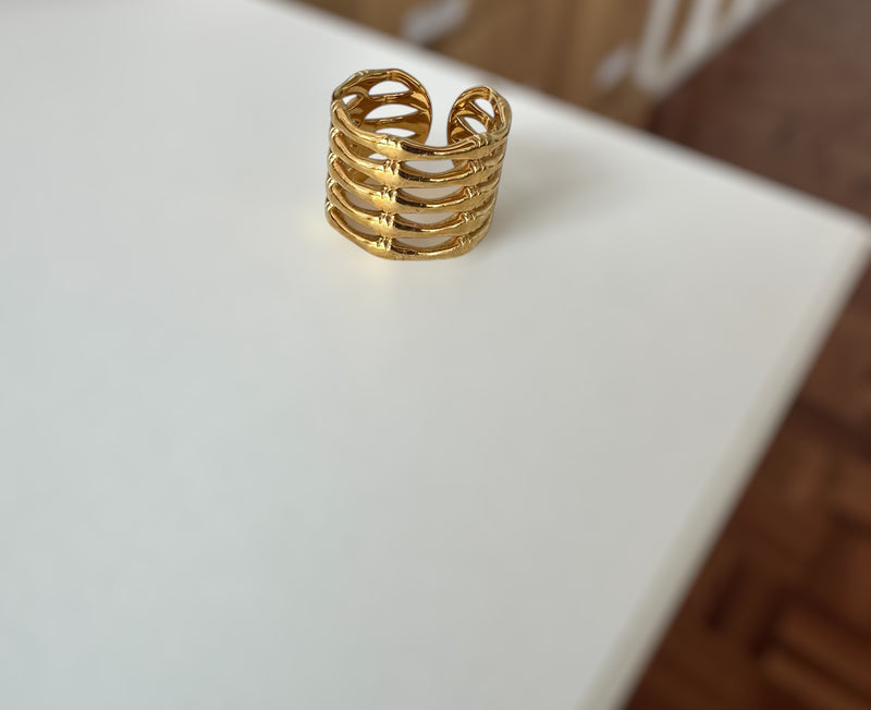 Anel aço inoxidável dourado